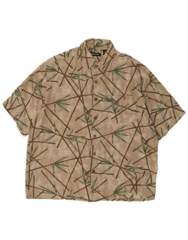 Puritan Mens Abstract Pattern Short Sleeve Shirt Size 42/44 Large Beige