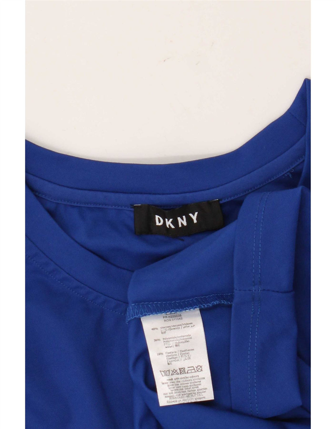 Dkny Womens Graphic Long Sleeve Tunic Top UK 14 Medium Blue Viscose