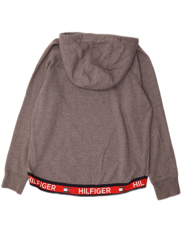 Tommy Hilfiger Damen-Kapuzenpullover mit Grafik, UK 14, Mittelgrau, Farbblock