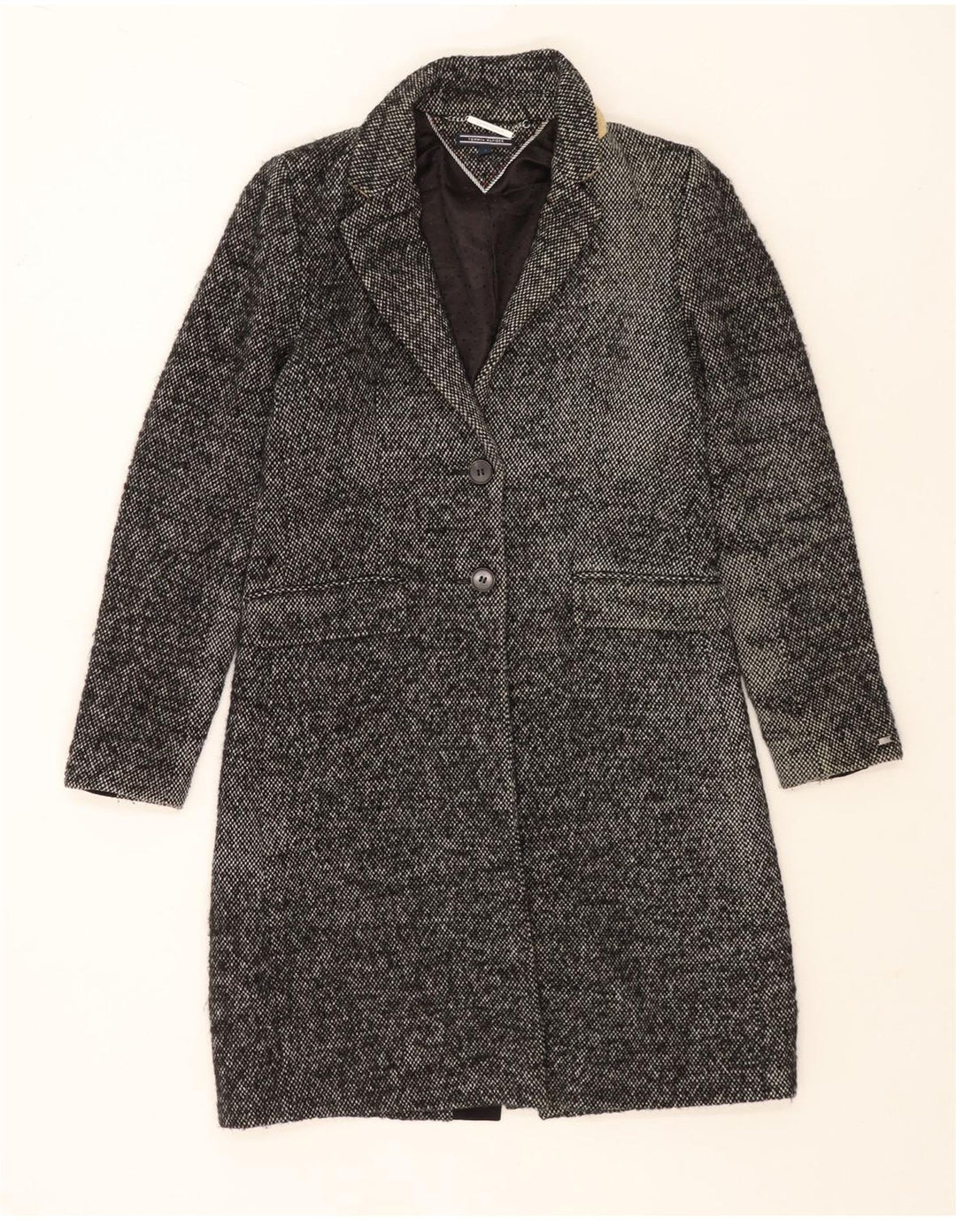 Tommy Hilfiger Womens Overcoat US 4 Small Navy Blue Flecked Wool
