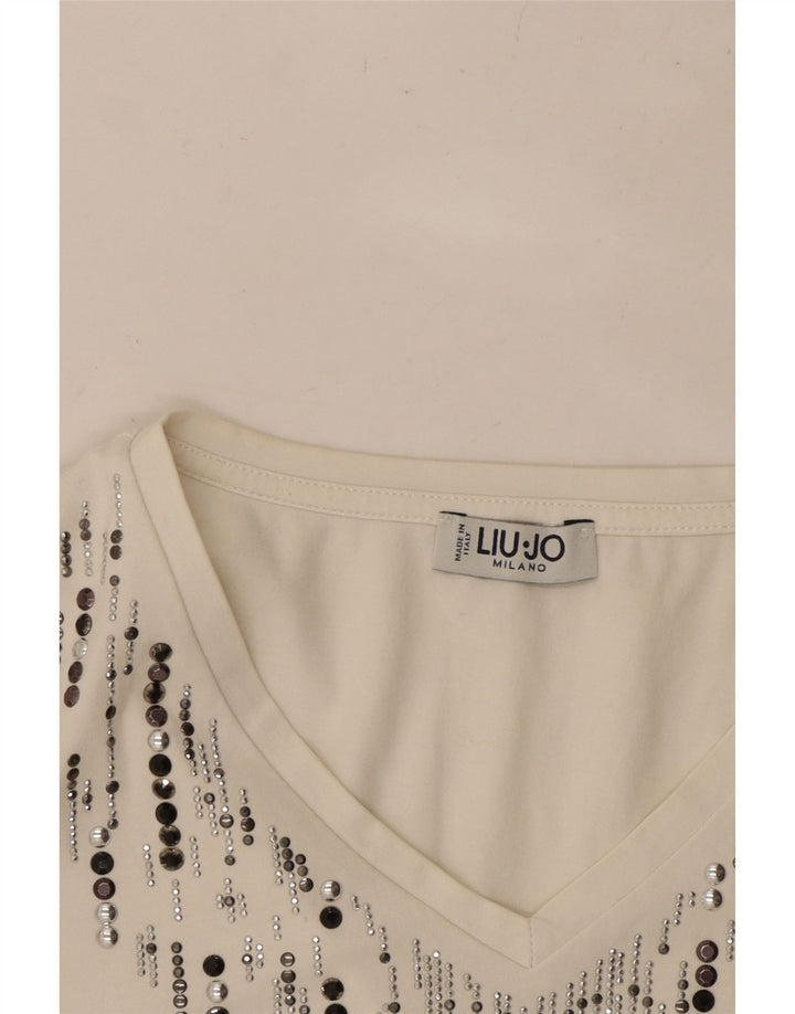 LIU JO Womens Milano T-Shirt Top UK 12 Medium White