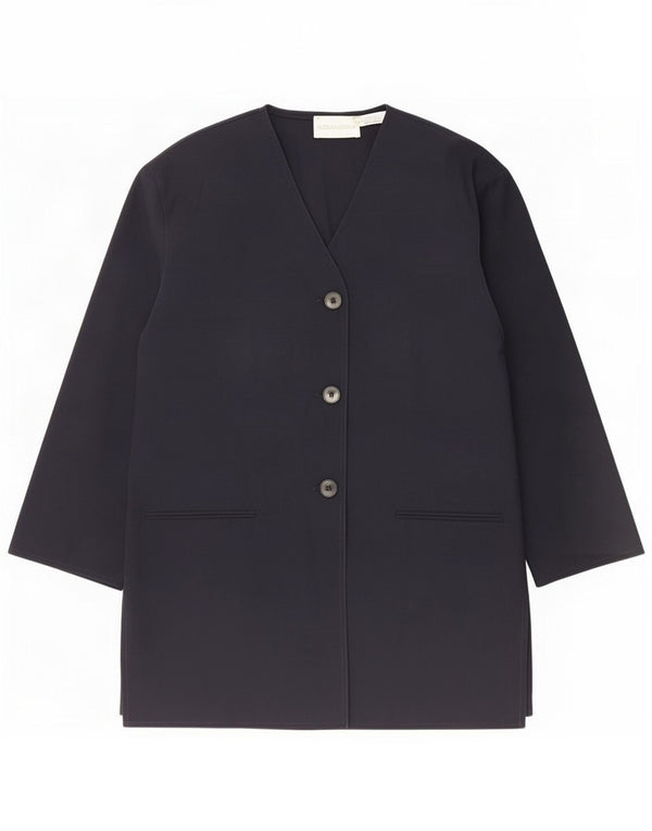 Giacca blazer lunga da donna Fiorella Rubino UK 16 grande lana blu navy