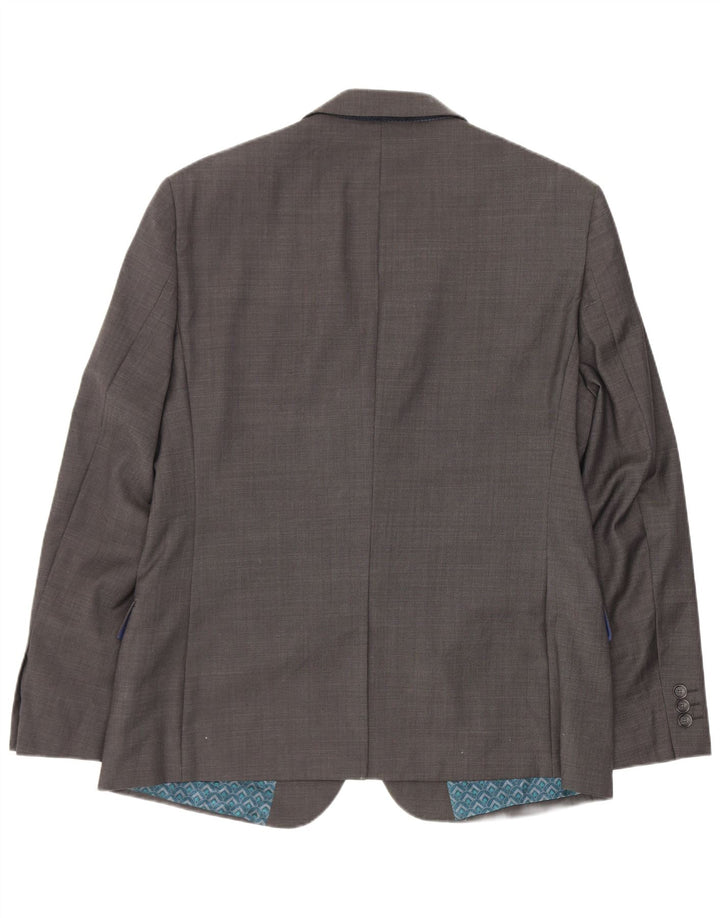 Ted Baker Veste blazer courte à 2 boutons pour homme UK 40 Large Gris Laine
