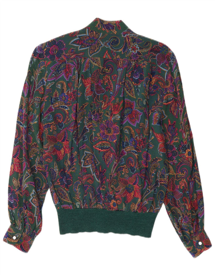 Camicetta pullover da donna Santini UK 14 grande verde floreale