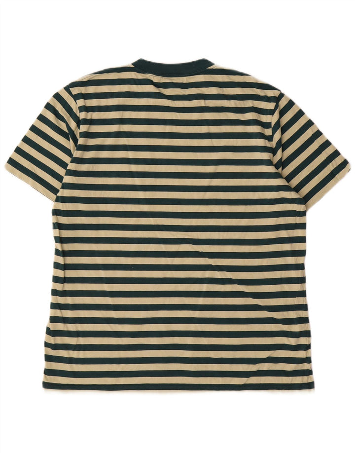 Carhartt Mens T-Shirt Top Medium Green Striped Cotton