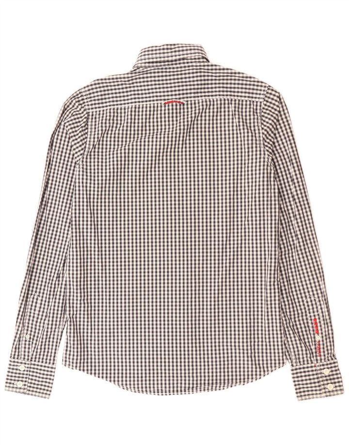 Superdry Herren-Hemd aus mittelschwarzer Gingham-Baumwolle