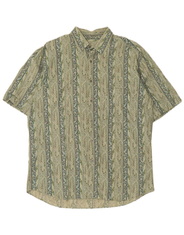 Vintage kortærmet herreskjorte størrelse 39/40 Medium Green Paisley