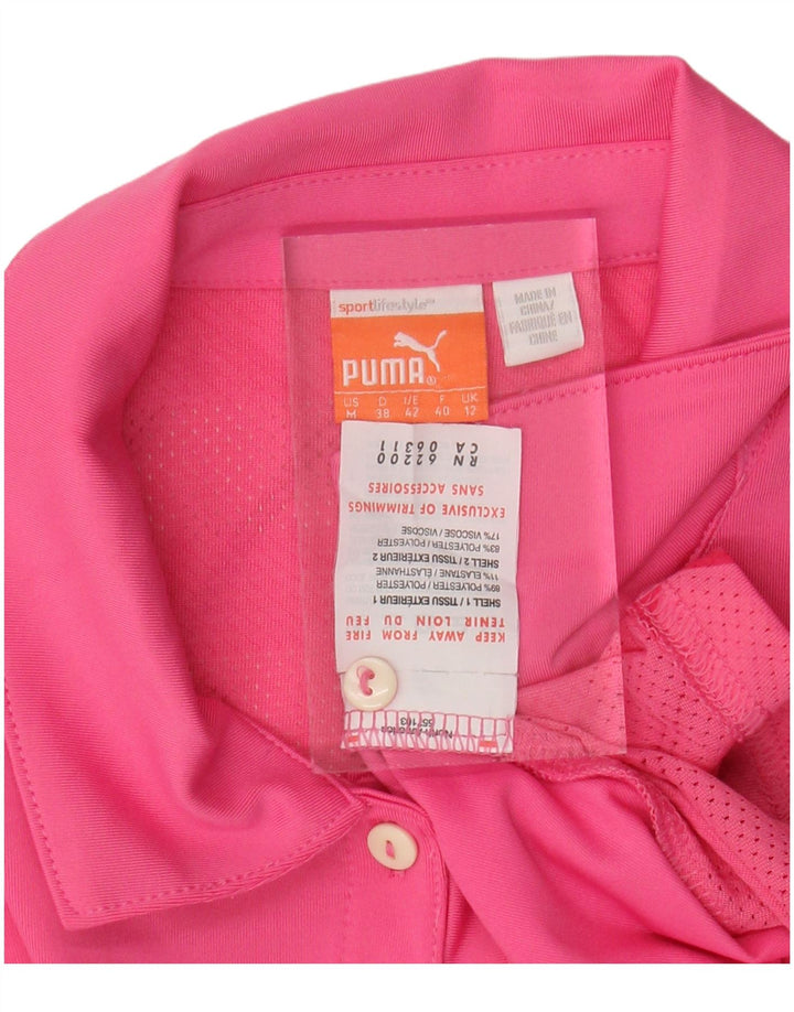 Tricou polo PUMA pentru femei UK 12 Poliester geometric roz mediu