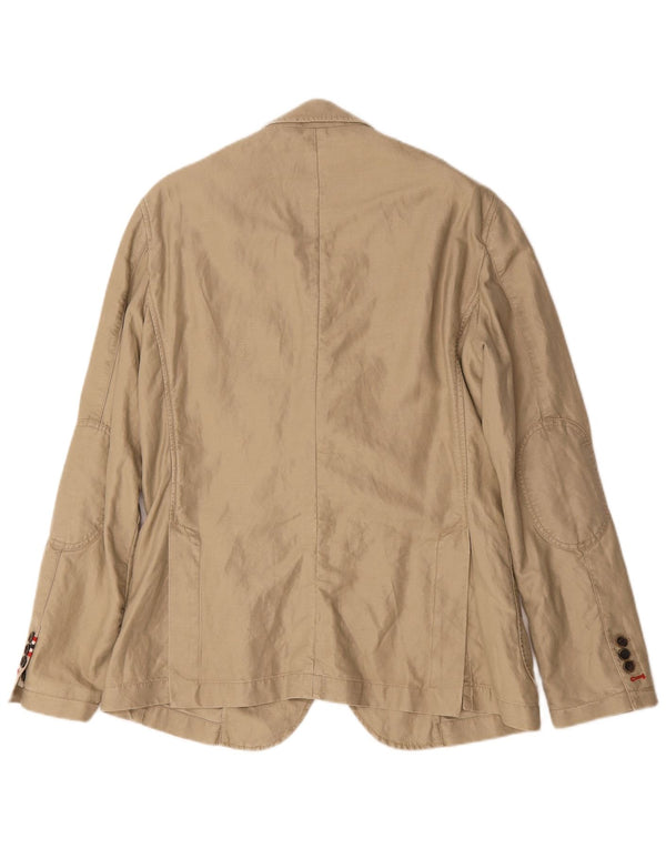 Napapijri Mens Geographic 2 Button Blazer Jacket UK 38 Medium Beige Cotton
