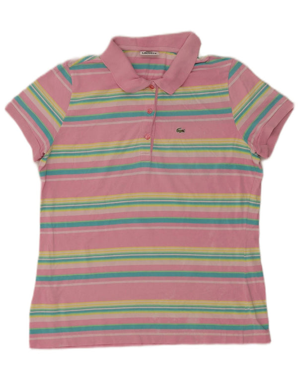 Polo da donna Lacoste taglia 44 grande cotone a righe rosa