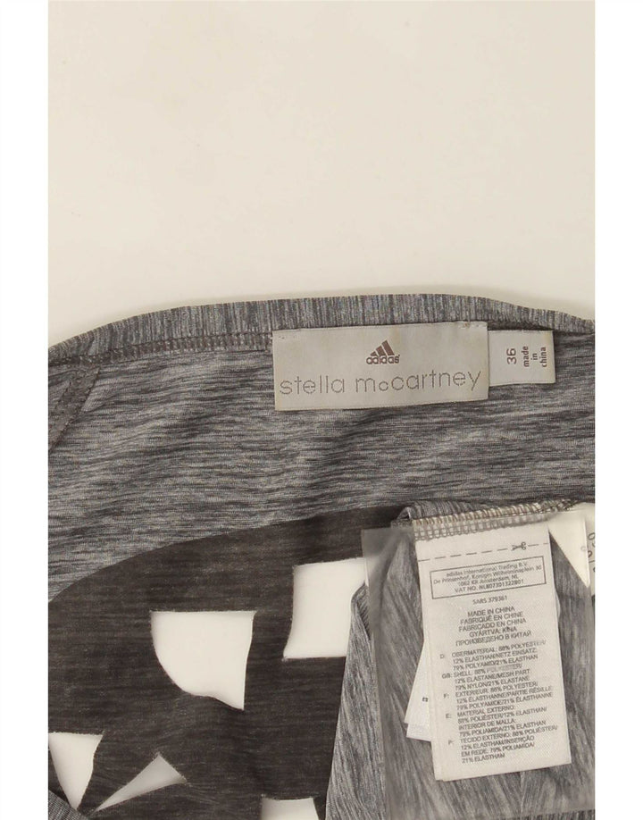 Adidas Womens Stella McCartney Graphic Tunic Top EU 36 Small Grey Polyester