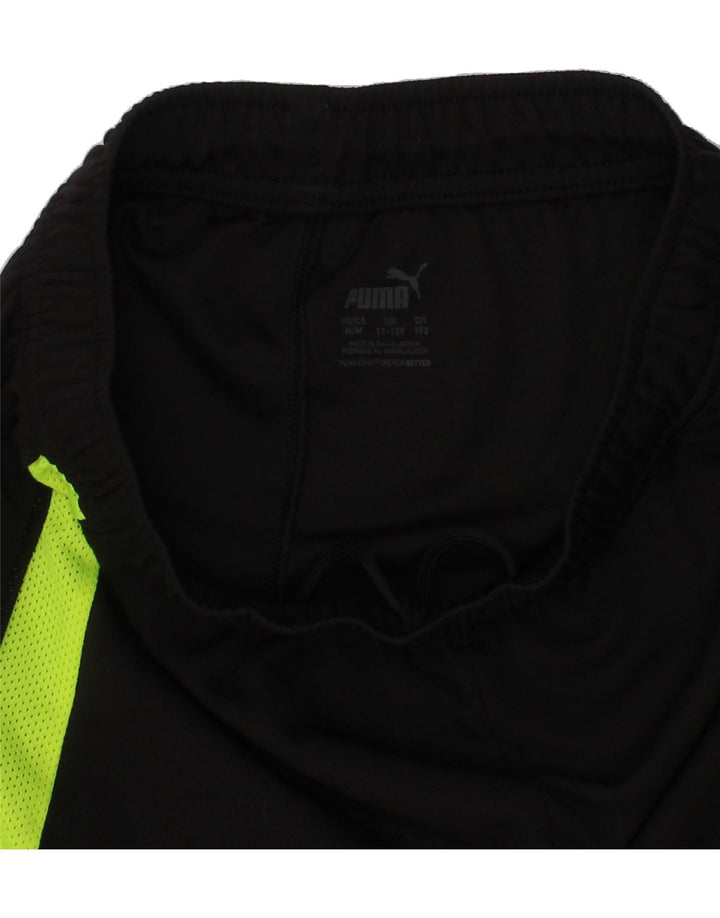 PUMA Boys Sport Shorts 11-12 Years Black Colourblock Polyester Vintage Puma and Second-Hand Puma from Messina Hembry 