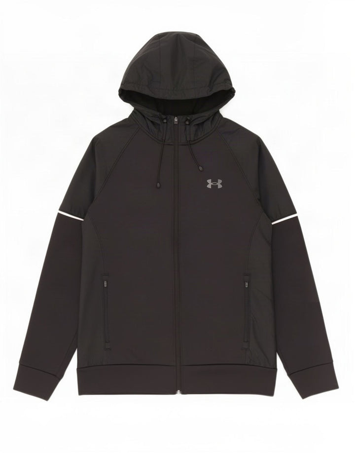 Under Armour Sudadera con capucha y cremallera gráfica para hombre Poliéster negro mediano
