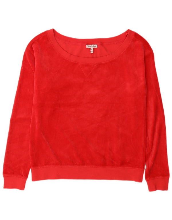Juicy Couture Womens Oversized Velvet Sweatshirt Jumper UK 6 XS Red Cotton