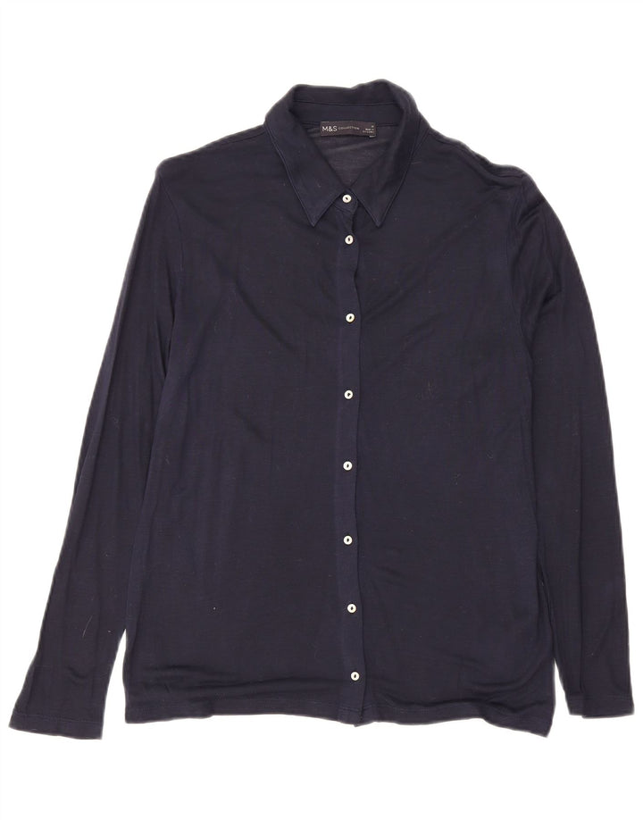 Camicia da donna Marks & Spencer UK 10 Small in viscosa blu navy
