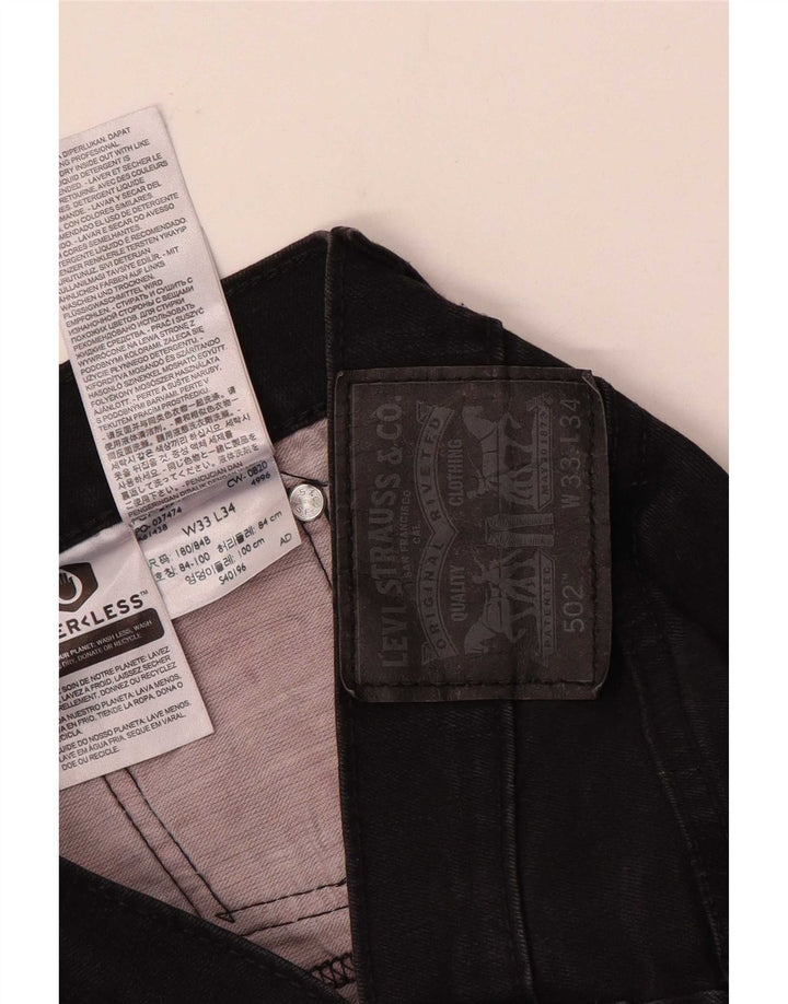 Levi's Mens 502 Tapered Jeans W33 L34 Black Cotton