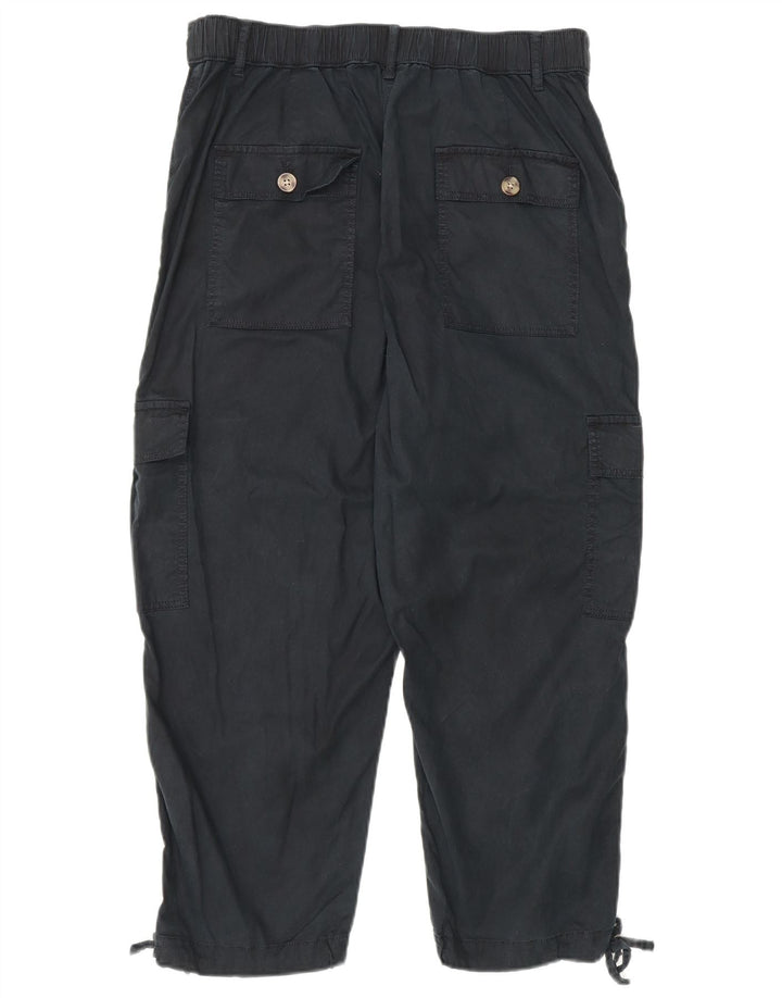 Marks & Spencer Womens Crop Cargo Trousers UK 12 Medium W30 L23 Black