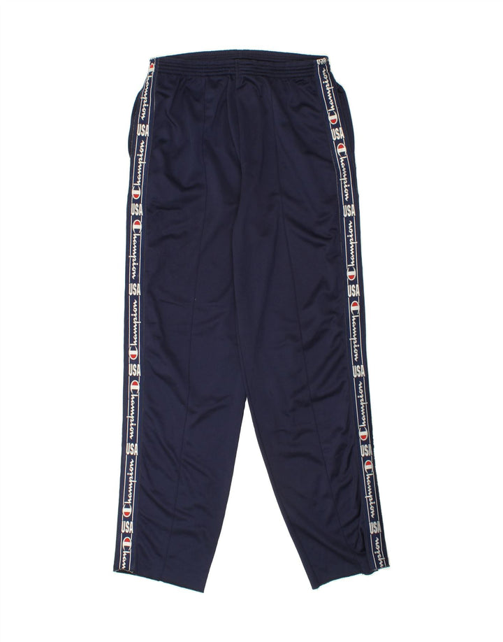 CHAMPION Womens Graphic Tracksuit Trousers XL Navy Blue Polyester Vintage Champion and Second-Hand Champion from Messina Hembry 