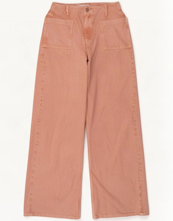 Damskie jeansy Zara z szeroką nogawką i wysokim stanem EU 38 Small W28 L32 Różowa bawełna