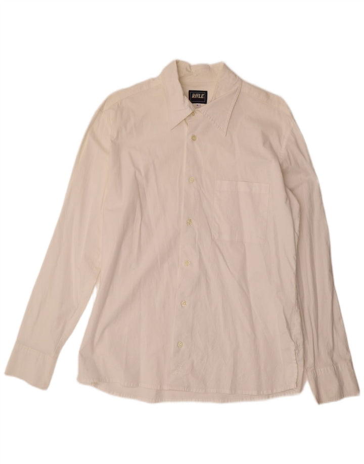 RIFLE Mens Shirt Large White Cotton