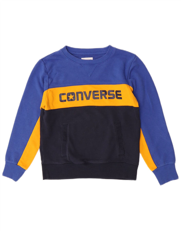 Converse Boys Graphic Sweatshirt Jumper 10-11 Years Medium Blue Colourblock