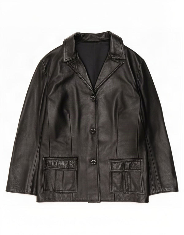Vintage mujer chaqueta de cuero Reino Unido 10 pequeño negro