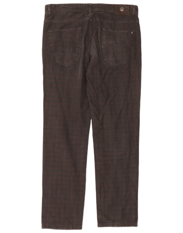 Trussardi Mens Straight Casual Trousers W36 L32 Grey Check