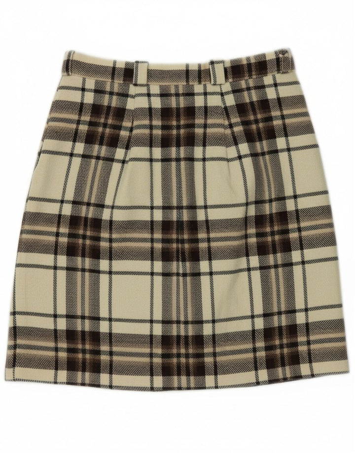 VINTAGE Womens Mini Skirt W28 Medium  Off White Plaid Vintage Vintage and Second-Hand Vintage from Messina Hembry 