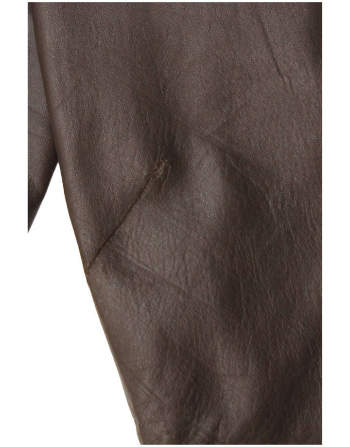 VINTAGE Womens Straight Leather Trousers W25 L29 Brown