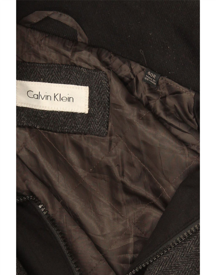 CALVIN KLEIN Mens Overcoat UK 40 Large Grey Wool