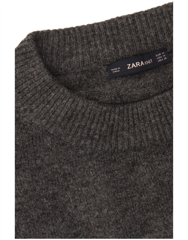 ZARA Mens Loose Fit Crew Neck Jumper Sweater Medium Grey