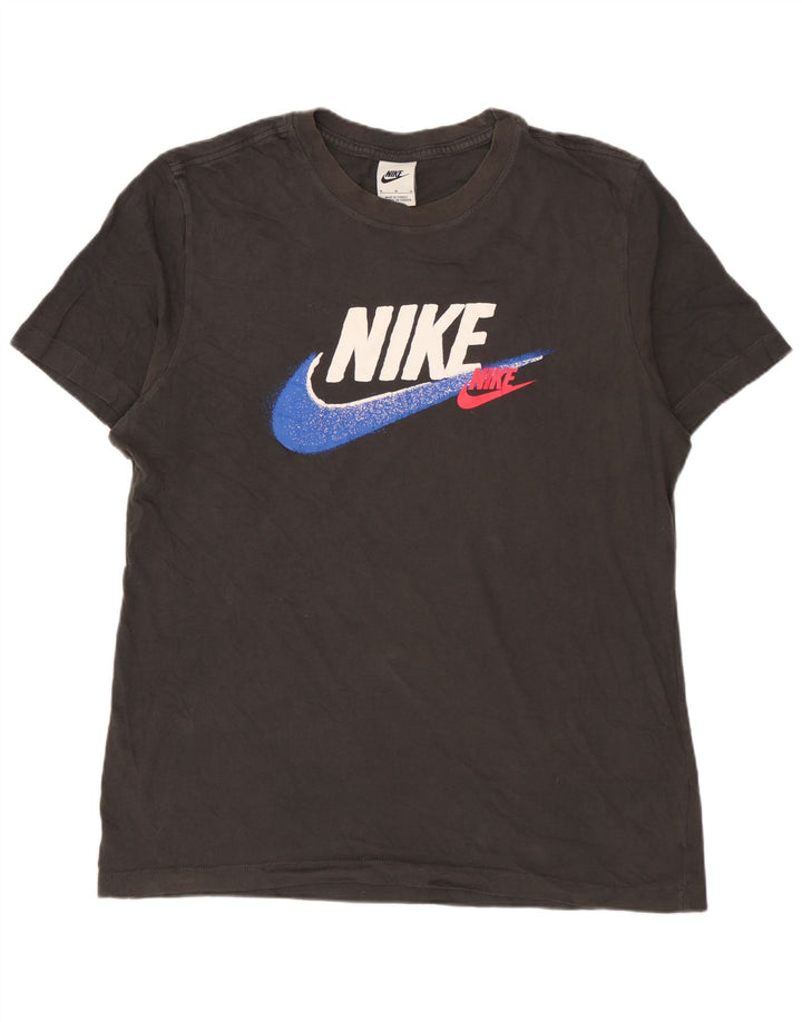 NIKE Mens Graphic T-Shirt Top Medium Black Cotton