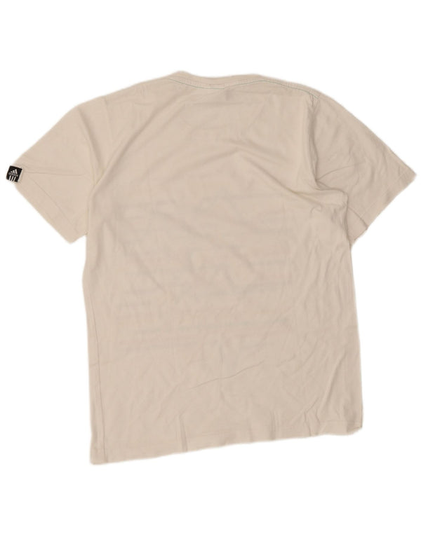 Adidas Mens Graphic T-Shirt Top Medium White Geometric Cotton