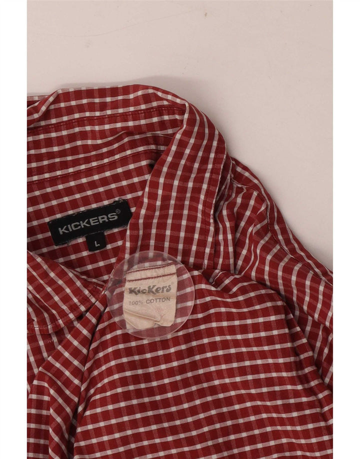 Maglia a maniche corte da uomo Kickers in cotone a quadri rossi grandi