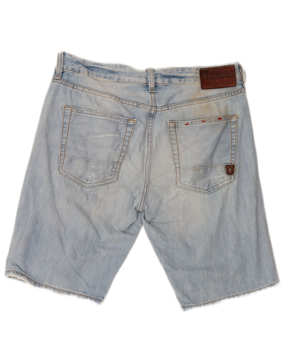 Uniform Herren-Jeansshorts im Distressed-Look, W30, mittelblau, Baumwolle