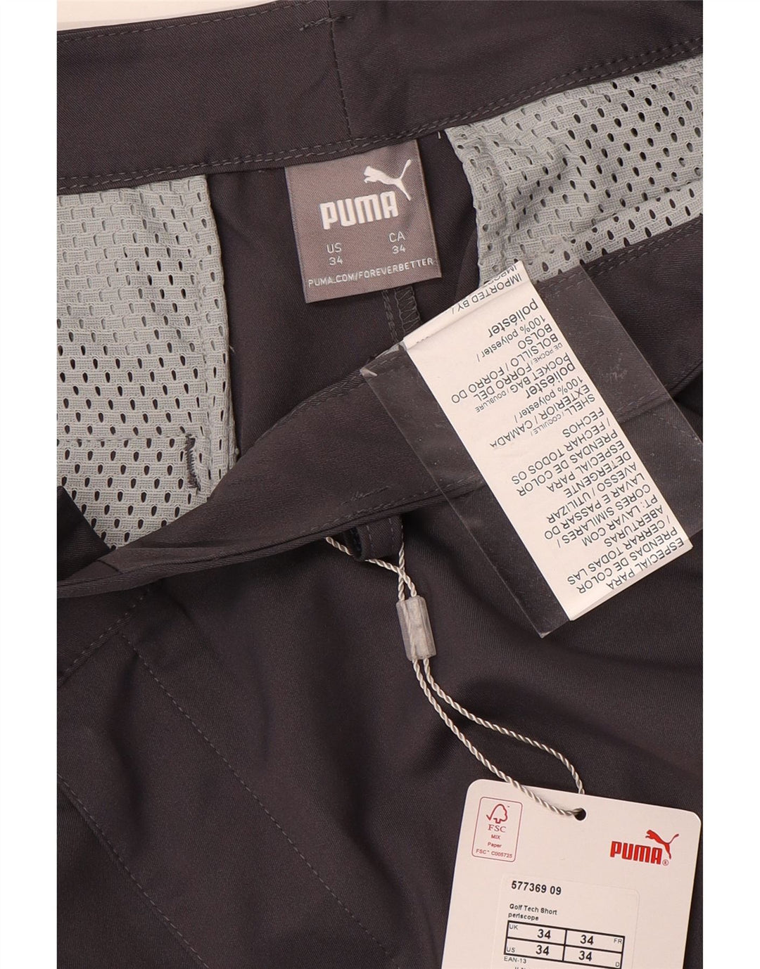 Мужские шорты чинос Puma W34, большие серые, полиэстер