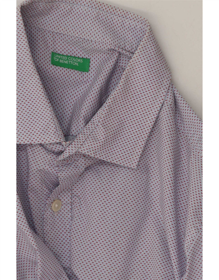 Benetton Mens Shirt Medium Blue Spotted
