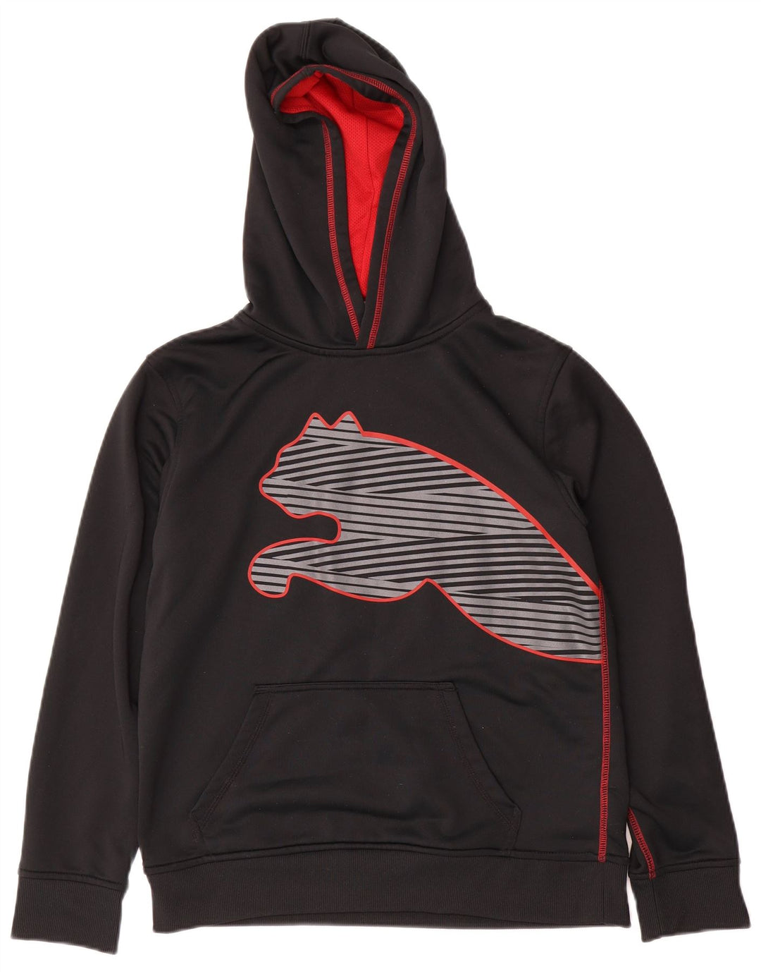 Puma Boys Graphic Hoodie Jumper 14-15 Years Large Black Polyester