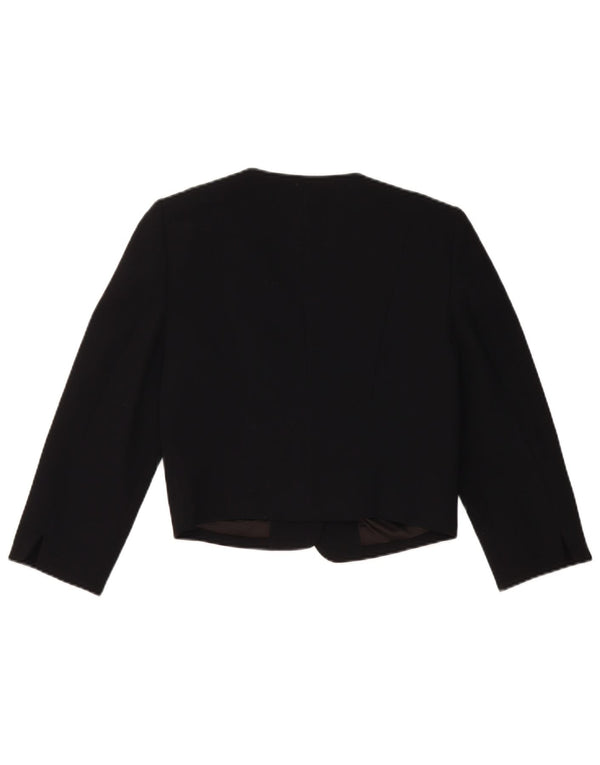 Monsoon Womens Crop Open Blazer Jacket UK 10 Small Black Polyester