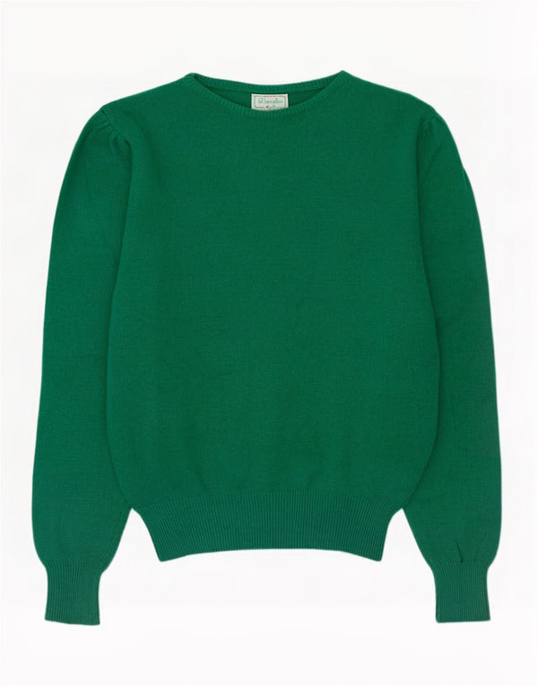 Benetton Damen-Pullover mit U-Boot-Ausschnitt IT 48 XL Grüne Schurwolle