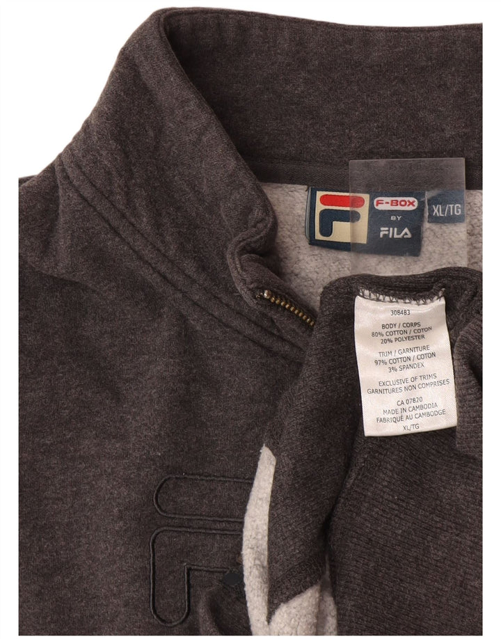 Fila Mens Graphic Tracksuit Top Jacket XL Grey Cotton