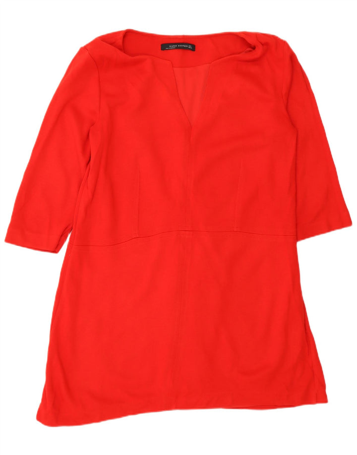 Zara Damen Tunikakleid mit 3/4-Ärmeln, UK 16, Größe L, Rot, Polyester