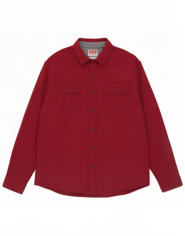 Wrangler Mens Flex Camisa 2XL Algodão Borgonha