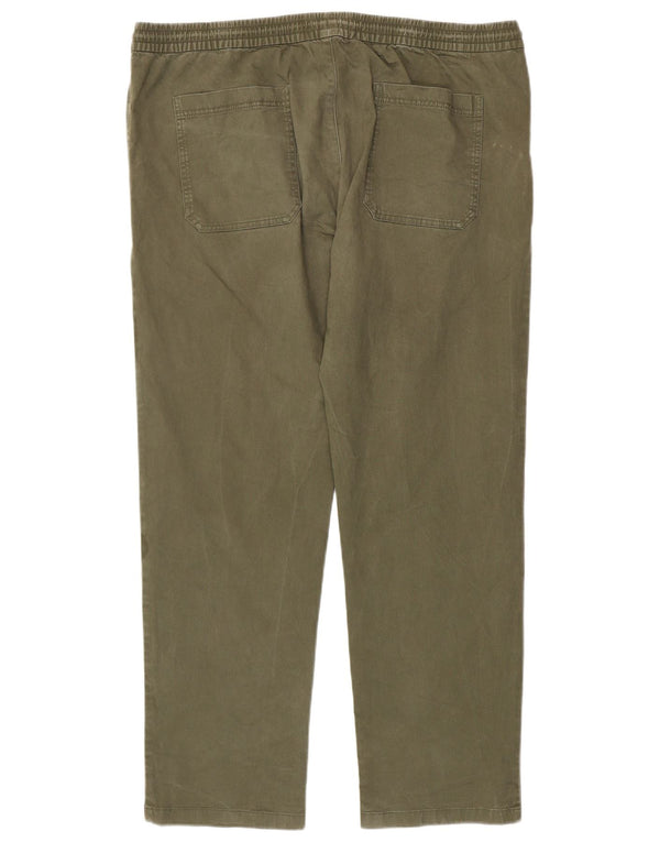 Marks & Spencer Mens Straight Chino Trousers Size 42 W42 L31 Khaki Cotton
