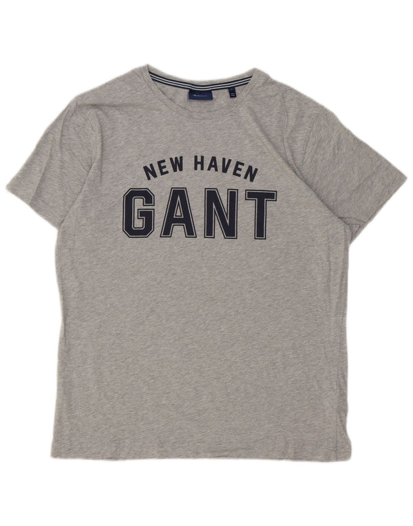 Gant Herren-T-Shirt mit Grafik, Größe L, aus grauer Baumwolle