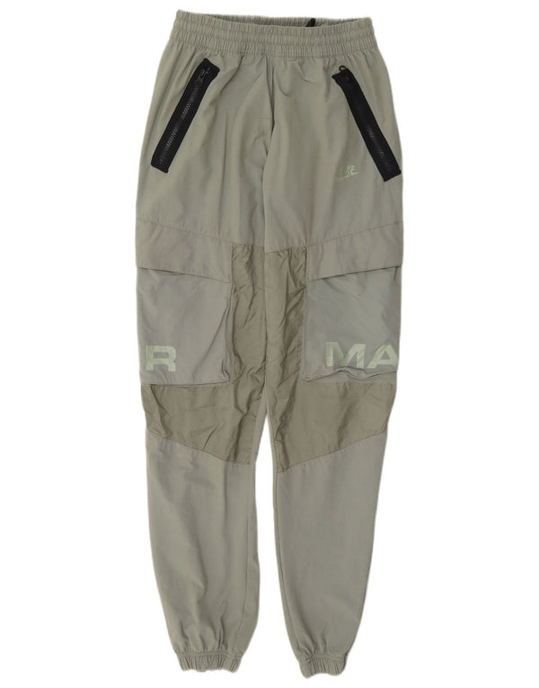 Nike Mens Graphic Tracksuit Trousers Joggers Small Green Colourblock Nylon