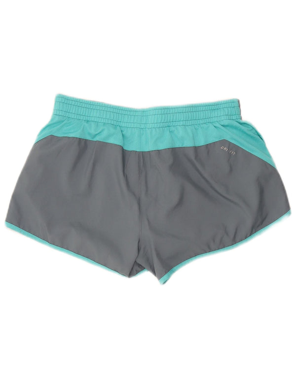 Adidas Womens Dri Fit Sport Shorts UK 14 Medium Grey Colourblock