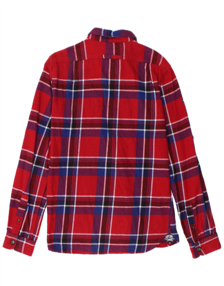 Superdry Mens Flannel Shirt Small Red Check Cotton