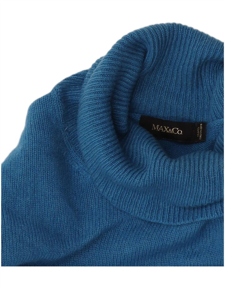 Max & Co. Womens Roll Neck Jumper Sweater UK 12 Medium Blue Cashmere