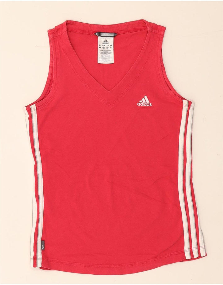 Adidas Womens Vest Top UK 10 Small Red Cotton
